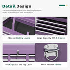 Greenvelly Tool Chest, 8-Drawer Rolling Tool Chest with Hooks and Lockable Wheels,Metal Storage Detachable Top Tool Box with Lockable Wheels for Garage,Workshop,Art Studio(Purple)
