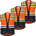 ProtectX 6 Pockets High Visibility Safety Vest for Men Women Class 2 Reflective Hi Vis Work Construction Vest