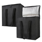 Bodaon 2-Pack Insulated Reusable Grocery Shopping Bags, Picnic Cooler Bag with Top Cold, Black