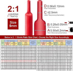 Chanzon 2:1 Ratio 3/16" (5mm) Heat Shrink Tubing 8Ft Roll (2.5M Total Length) Red Polyolefin Sleeving Wrap Shrinking 2 to 1 1pcs