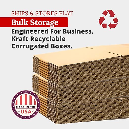 Box USA Moving Boxes Medium 15"L x 2"W x 2"H, 50-Pack | Corrugated Cardboard Box for Packing, Shipping and Storage 15x2x2 1522