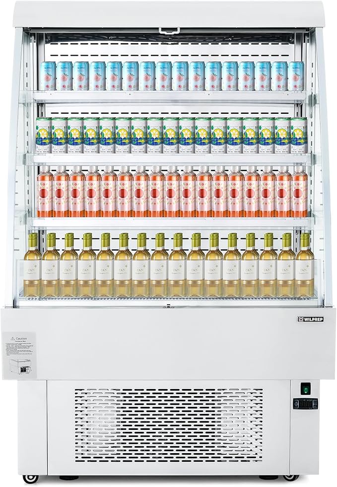 Wilprep 39"" Vertical Open Air Merchandiser with Curved Display & 13.4 cu. ft. Volume, Silver