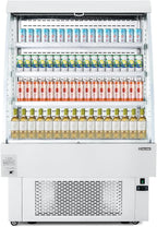 Wilprep 39"" Vertical Open Air Merchandiser with Curved Display & 13.4 cu. ft. Volume, Silver
