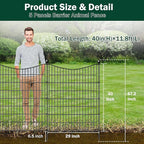 5 Panels No Dig Dog Fence Outdoor for Yard, 40 in(H) X 12 ft(L) Decorative Tall Garden Fence Animal Barrier, Rustproof Metal Wire Garden Edging and Borders, Temporary Fencing Stakes