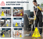 Alpine Caution Wet Floor Sign 6 Pack - Pop Up Slippery When Wet Sign, Wall Mounted Foldable Bilingual Yellow Safety Warning Caution Cone for Commercial & Office Use (20 Inches)