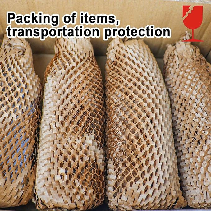 BOMEI PACK Honeycomb Packing Paper Wrap 12"x 328' Recycled Bubble Cushioning Bags Rolls Friendly Transportation and Handling Bags Packing Supplies Materials