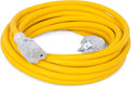 Internet's Best 25 FT Power Extension Cord with LED Lighted Plugs | 12 AWG (Gauge 12/3) Heavy Duty Outdoor/Indoor Power Extension Cable Cord | NEMA 5-15 R & 5-15P SJTW | Yellow