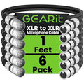 GEARit XLR Male to Female Microphone Cable (1 Feet, 6 Pack) 3-Pin Balanced Shielded Mixer, Recording Studio, Podcast - Black