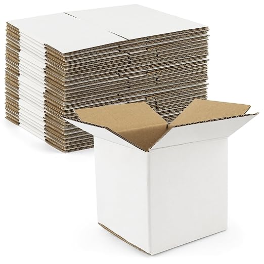 Golden State Art 4x4x4 Inches White Shipping Boxes 28 Pack, Corrugated Cardboard Box for Small Business Mailing Shipping and Storage