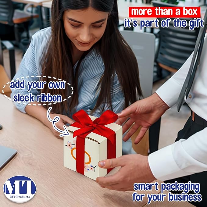 MT Products Custom Printed White Cardboard Shipping Boxes 6" x 6" x 6" - Personalized Mailing Boxes and for Gifting