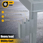 2 Tier Rolling Utility Cart on Wheels, 550 lbs Capacity Flat Top Plastic Service Cart with Lipped Shelves, 46 x 26-Inch Heavy Duty Work Cart for Warehouse, Garage, Cleaning, Gray