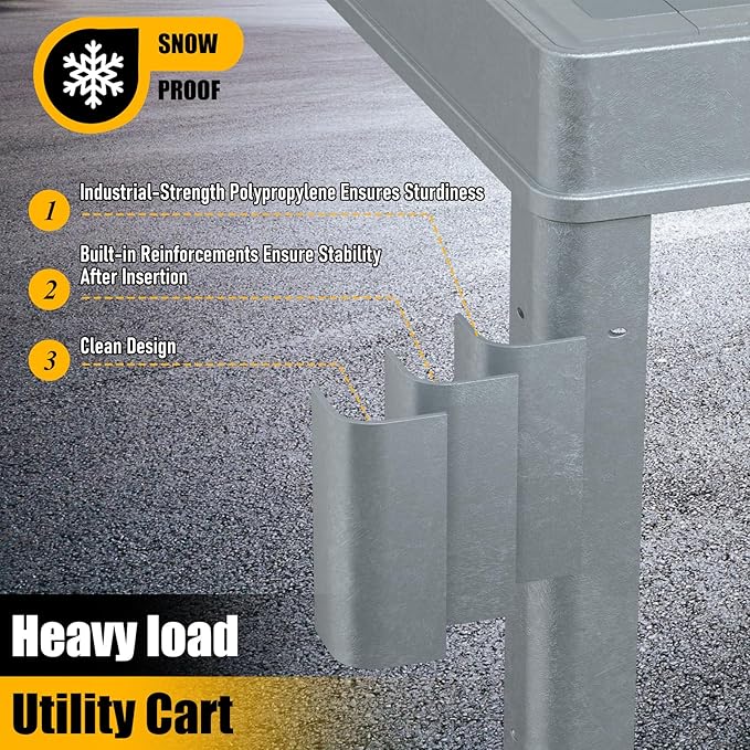 2 Tier Rolling Utility Cart on Wheels, 550 lbs Capacity Flat Top Plastic Service Cart with Lipped Shelves, 46 x 26-Inch Heavy Duty Work Cart for Warehouse, Garage, Cleaning, Gray