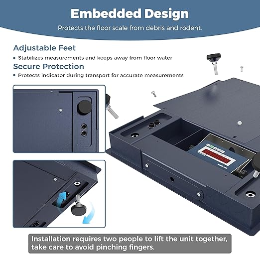 24"x24" Heavy-Duty Floor Scale, Precision Pallet Weighing with Digital Indicator for Warehouse Shipping (2500 lb x 0.5 lb), Navy