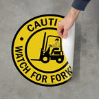 SmartSign - SF-0098-FO-17 "Caution - Watch For Forklifts" Anti Slip Adhesive Floor Sign | 17" x 17" Black on Yellow