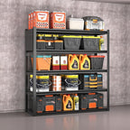 Metal Garage Shelving Unit with Pegboard, Heavy Duty 5-Tier Adjustable Industrial Storage Shelves, 5000 LBS Steel Storage Rack for Garage, Warehouse, Basement, 72" H x 59" W x 23.6" D, Black
