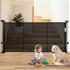 81" Retractable Baby Gate Extra Wide, 41" Tall Retractable Dog Gate for Stairs, Doorways, Decks, Mesh Gate Long Child Gate Pet Gate for Indoor, Outdoor, with Reinforced Mesh Rods, Dual Locks
