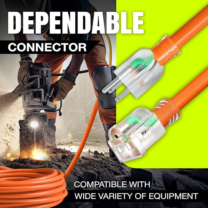 3ft Outdoor/Indoor Extension Cord 16/3 Gauge Heavy Duty 3 Prong SJTW, Waterproof, Flexible Cold-Resistant Long Power Cord,13A 125V 1625W, Orange by LifeSupplyUSA
