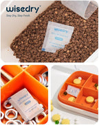 wisedry 5 Gram [60 Packs] Food Grade Silica Gel Packs Rechargeable Desiccant Dehumidifiers Pouches with Color-Indicating Beads Reusable Moisture Absorbers for Food Storage