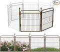 Decorative Garden Fence 24in(H) x44in(L), Thicken 2 Panels Metal No Dig Outdoor Dog Fence for Yard,Heavy Duty Animal Barrier for Dog and Rabbit, Garden Border Fence, Brown
