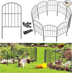 Goovilla Garden Fence, Total 20ft(L) x 24in(H) Garden Fencing Animal Barrier, 19 Pcs Rustproof Metal Fence Panels, Black No Dig Fence, Decorative Garden Fences and Borders for Dogs, Flower Bed, Patio