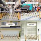 11.5FT Expandable Barricade Gate, Expandable Metal Barricade Gate Alloy Fence with Wheels, Retractable Crowd Control, for Industrial or Residential Use (Yellow, 11.5FT)