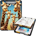 A4 Clipboards,Heavy Duty Waterproof Nursing Plastic Folder Clipboard with Storage Clip Boards,File Folder Storage Box Clipboard Case for Teacher,Doctor,Offices,Giraffe