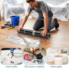 Carpet Protection Film 24" x 300' Roll Self Adhesive Clear Plastic Carpet Protector Sticky Car Floor Mats Protector Cover Sheets for Stairs Rug Floor Runner Surface Protection