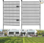 8 Panels No Dig Decorative Outdoor Garden Fence with Gate for Yard, 48 in(H) X 21 ft(L) Animal Barrier Fencing Rustproof Metal Wire Panel Border for Dog, Rabbits, and Patio Temporary Ground Stakes
