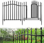 10 Panels No Dig Garden Decorative Fence with Gate - 24in H x 22.5ft L, Heavy-Duty Square Tube Animal Barrier, Rustproof Dog Fence for Outdoor Yard & Patio Protection