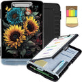 Clipboard with Storage,Clip Boards 8.5X11 with Storage & Pen Holder,Heavy Duty Plastic Nursing Clipboards Foldable,Coaches Clipboard Folder Case,School Office Supplies，Sunflower Butterfly