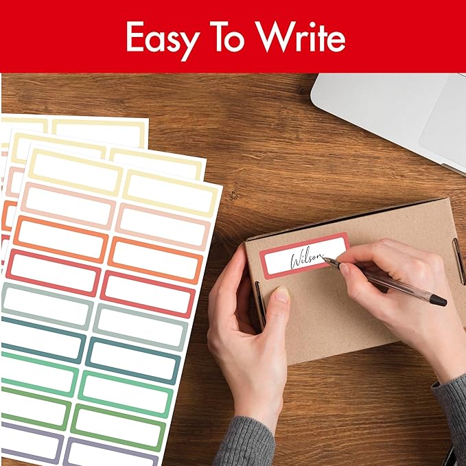 270 PCS Removable Labels, 9 Colors Self-Adhesive Rectangular Stickers Water/Oil/Tear Resistant for Food Containers, Freezer, Kitchen, Files, Jars, Pantry Storage, Office, Bathroom, School (15 Sheets)