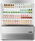 Wilprep Commercial Display Refrigerator, 47" Open Air Merchandiser with 16 cu. ft. Volume LED Lighting Night Curtain, Grab and Go Display Refrigerator Showcase for Store Cafe Bar Shop