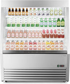 Wilprep Commercial Display Refrigerator, 47" Open Air Merchandiser with 16 cu. ft. Volume LED Lighting Night Curtain, Grab and Go Display Refrigerator Showcase for Store Cafe Bar Shop