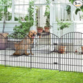 Metal Garden Gate and Fences Outdoor ECG1191, 1 Gate + 4 Fence Panels,43.2in Tall and Total Length 14.75ft, Heavy Duty Fencing for The Yard Privacy Temporary Animal Barrier for Dog, Black