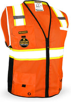 KwikSafety - Charlotte, NC - BIG KAHUNA Safety Vest [11 Pockets] Class 2 ANSI OSHA Reflective Vest Durable High Visibility Vest Construction Safety Vest for Men Industrial Work Gear/Orange Medium