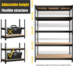 PrimeZone 48" x 24" x 72" Heavy Duty Storage Shelves - 5 Tier Adjustable Garage Storage Shelving, Metal Storage Utility Rack Shelf Unit for Warehouse Pantry Closet Kitchen, Black