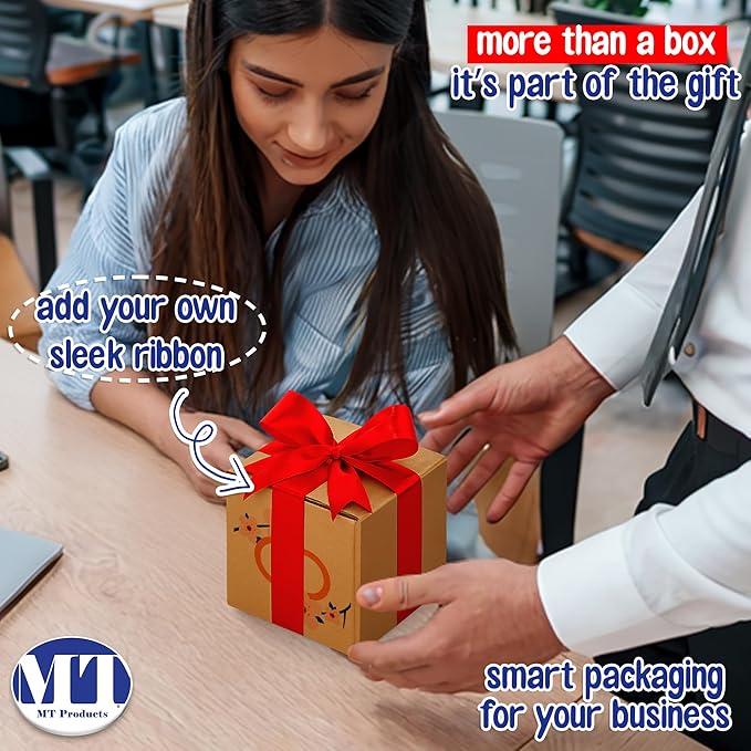 MT Products Custom Printed Kraft Cardboard Shipping Boxes 6" x 6" x 6" - Personalized Mailing Boxes and for Gifting