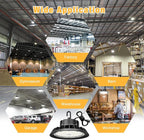 UFO LED High Bay Light 100W, High Bay LED Lights 14,000LM 0-10V Dimmable, 6' Cable with US Plug, Hanging Hook, Safe Rope, ETL Listed LED High Bay Light for Warehouse Factory Barn Shop