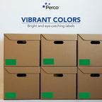 Perco Green Labels 3x5 Inch 500 Stickers/Roll with Easy Peel Perforation and Strong Adhesion for Inventory Management, Color Coding, Moving Boxes, Retail, Organizing & Crafts – Made in USA