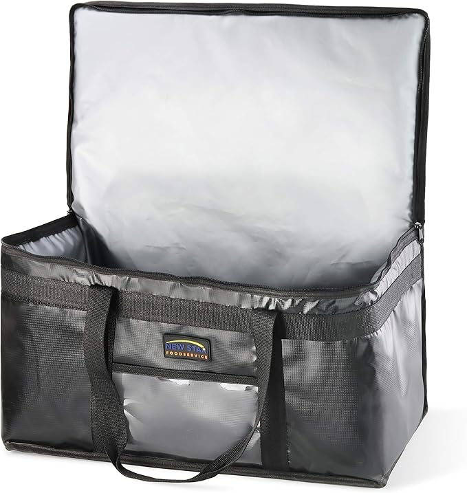New Star Foodservice 1028690 Commercial Quality Insulated Food Delivery Bag Full-Size, (21.5" W x 11" H x 12.5" D), Black