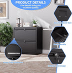 SUXXAN 2 Drawer File Cabinet, Lateral Filing Cabinet with 2 Locks for Home Office, Black File Cabinets with Business Card Holder for Letter/Legal/F4/A4 Hanging Files