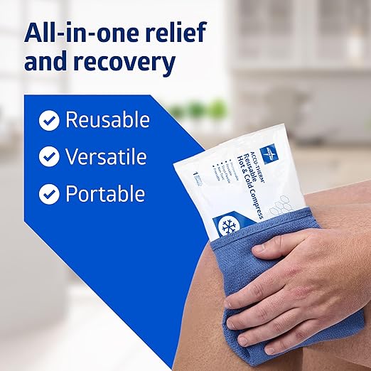 Medline Accu-Therm Reusable Hot/Cold Gel Packs, 5” x 10”, Soft & Flexible, for Injuries, Fast Relief, Recovery & Muscle Soreness - Single