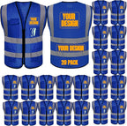 BeautyWill 10/20 Pack Custom Logo Safety Vest,Bulk High Visibility Class 2 Reflective Work Vests