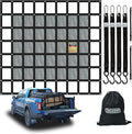 Tecoom Cargo Net with Mesh, 8.4 x 7.51ft 1,500 LBS Capacity Truck Bed Net for Trailer, Trucks, Boat, Jeep, Pickup, Heavy Duty Cargo Net with Adjustable Cam Buckles & S-Hooks & Cross Strap