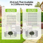 INJOPEXI Garden Fence 12 Panels 23.6ft(L)×24in(H) Decorative Garden Fences with 11 Panels + 1 Gate, Rustproof Metal Wire Temporary No Dig Rabbit Animal Barrier Fencing Dog Fence for Yard Patio Outdoor