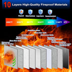 File Organizer Bag with Removable Folder Layers/Wallet,6500°F Fireproof Document Organizer with Lock&Reflective Strip,Portable Home Travel Safe Storage Box for Important Documents(14.1x9.5x4.2 inches)