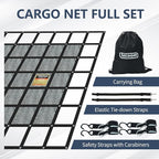 Tecoom 10.17'x7.51' Cargo Net for Pickup Truck Bed, Heavy Duty Truck Cargo Net Weight Capacity 1,500 LBS, Automotive Bed Organizer Netting for Camping Trip Luggage