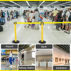 Therwen 6 Pack Heavy Duty Crowd Control Stanchions 9.8 ft Stainless Steel Stanchion Set with Safety Barrier Post Retractable Belt and Sign Holder Crowd Control Barrier(Yellow Belt, Yellow)