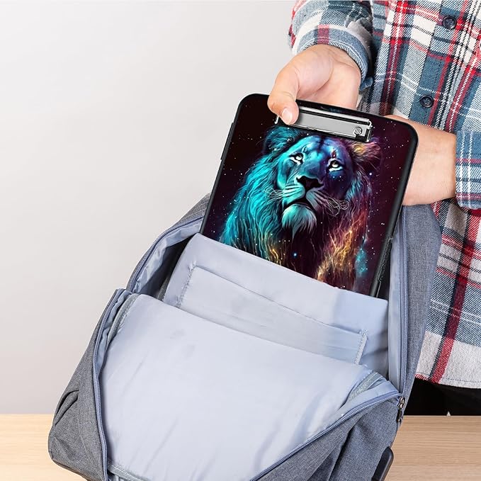 Clipboard with Storage,Heavy Duty Plastic Storage Clipboard with Low Profile Clip,Teacher Must Haves,Office Supplies,Cool Lion