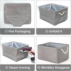 TheWarmHome Storage Basket for Organizing - 16x12x12 inch 3 Pack Fabric Storage Cubes, Cube Storage Bin for Shelves Closet Organizer Cloth Gift Toy (Grey)